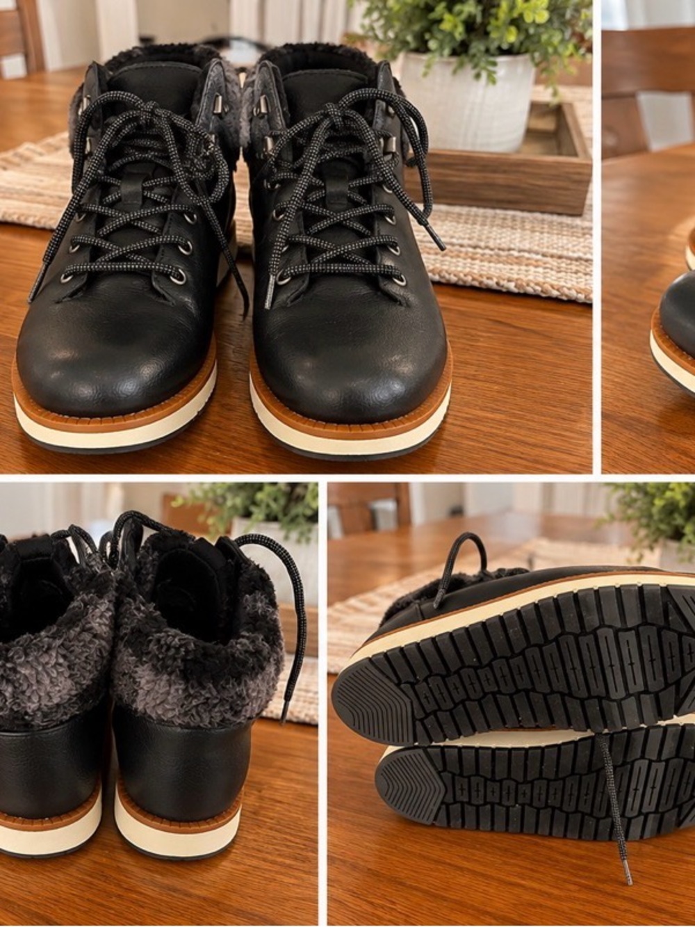 Cliffs by WHITE MOUNTAIN Black Lace-Up Faux Fur Collar Boots